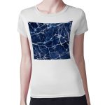 تيشرت نسائي مقاس: M بتصميم أزرق وأبيض