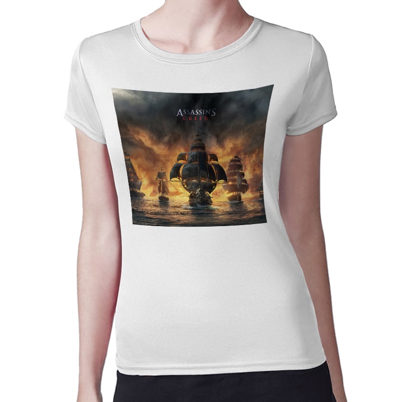 تيشرت نسائي مقاس: M بتصميم أساسنز كريد بلاك فلاغ تيشرت نسائي مقاس: M بتصميم أساسنز كريد بلاك فلاغ