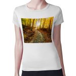 تيشرت نسائي مقاس: M بتصميم أوراق الخريف