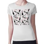 تيشرت نسائي مقاس: M بتصميم ادوات المكياج والموضة