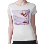 تيشرت نسائي مقاس: M بتصميم الاميرة بيلا بفستان لامع