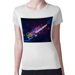 تيشرت نسائي مقاس: M بتصميم جيتار ومفاتيح بيانو