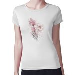 تيشرت نسائي مقاس: M بتصميم رسمه ورده