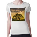 تيشرت نسائي مقاس: M بتصميم شجره الغروب
