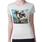 تيشرت نسائي مقاس: M بتصميم عائلة كونغ فو باندا