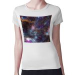 تيشرت نسائي مقاس: M بتصميم فضاء بنفسجي