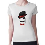 تيشرت نسائي مقاس: M بتصميم قبعة وشوارب