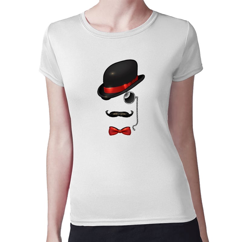 تيشرت نسائي مقاس: M بتصميم قبعة وشوارب تيشرت نسائي مقاس: M بتصميم قبعة وشوارب