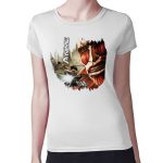 تيشرت نسائي مقاس: M بتصميم قتال مع عملاق هجوم العمالقة