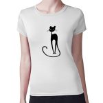 تيشرت نسائي مقاس: M بتصميم قطه انيقه