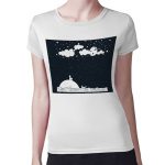 تيشرت نسائي مقاس: M بتصميم قمر والنجوم