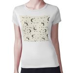 تيشرت نسائي مقاس: M بتصميم قمر ونجوم