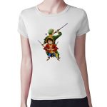 تيشرت نسائي مقاس: M بتصميم لوفي و زورو ون بيس