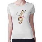تيشرت نسائي مقاس: M بتصميم نغمة موسيقية جميلة