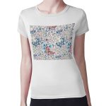 تيشرت نسائي مقاس: M بتصميم ورود وفراشات