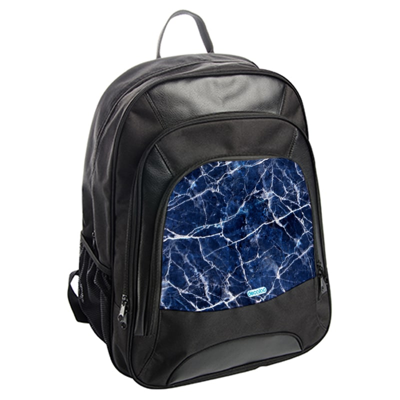 حقيبة ظهر جلدية بتصميم أزرق وأبيض حقيبة ظهر جلدية بتصميم أزرق وأبيض