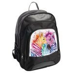 حقيبة ظهر جلدية بتصميم حمار وحشي ملون