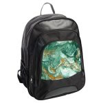 حقيبة ظهر جلدية بتصميم ذهبي وأخضر