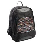 حقيبة ظهر جلدية بتصميم كاسيت موسيقي