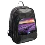 حقيبة ظهر جلدية بتصميم ورود بنفسجيه