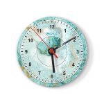 ساعة حائط دائرية بتصميم أزرق ذهبي