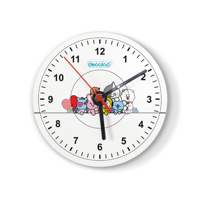 ساعة حائط دائرية بتصميم خط السعادة شخصيات BT21 ساعة حائط دائرية بتصميم خط السعادة شخصيات BT21