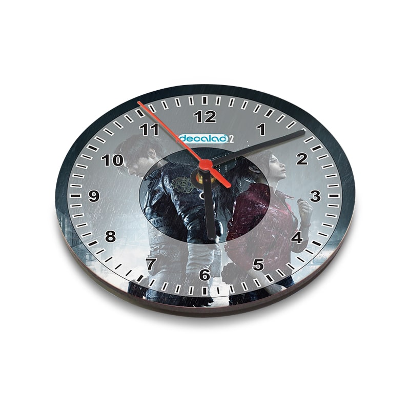ساعة-حائط-دائرية-بتصميم-ليون-وكلير-رزدنت-إيفل-2-1