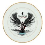 طبق زينة للطعام باطار داخلي ذهبي بتصميم أساسنز كريد الجناح الأسود