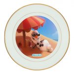 طبق زينة للطعام باطار داخلي ذهبي بتصميم اجازه أولاف