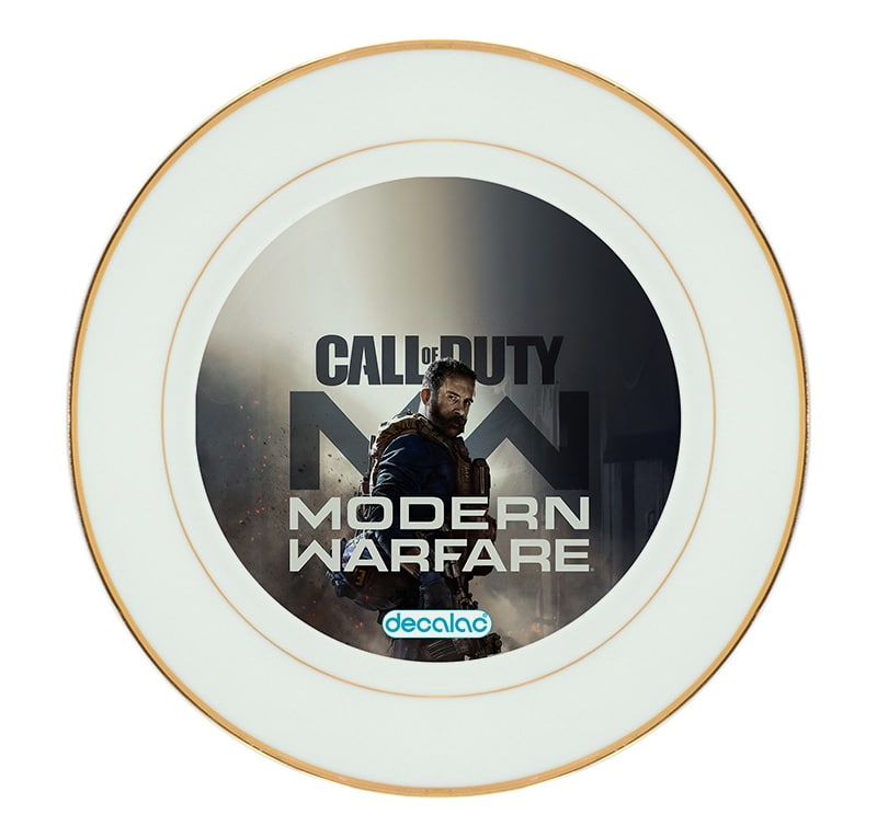 طبق زينة للطعام باطار داخلي ذهبي بتصميم احتراف لعبه كول أوف ديوتي طبق زينة للطعام باطار داخلي ذهبي بتصميم احتراف لعبه كول أوف ديوتي