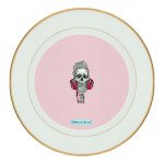 طبق زينة للطعام باطار داخلي ذهبي بتصميم الأستماع الى الموسيقى