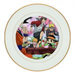 طبق زينة للطعام باطار داخلي ذهبي بتصميم الاحتفال مع كل الانميات