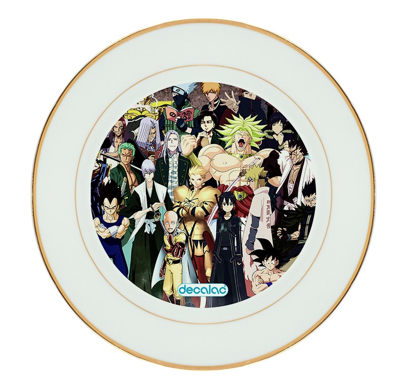 طبق زينة للطعام باطار داخلي ذهبي بتصميم الشخصيات الفخمة كل الانميات طبق زينة للطعام باطار داخلي ذهبي بتصميم الشخصيات الفخمة كل الانميات