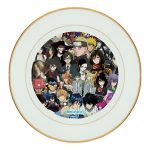 طبق زينة للطعام باطار داخلي ذهبي بتصميم الشخصيات المخيفه كل الانميات