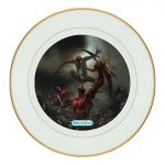 طبق زينة للطعام باطار داخلي ذهبي بتصميم القتال ضد سبايدر مان