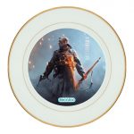 طبق زينة للطعام باطار داخلي ذهبي بتصميم اللعبه القتاليه باتلفيلد 1