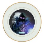 طبق زينة للطعام باطار داخلي ذهبي بتصميم المخيف رافين فورتنايت