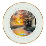 طبق زينة للطعام باطار داخلي ذهبي بتصميم انعكاس الغروب