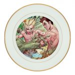 طبق زينة للطعام باطار داخلي ذهبي بتصميم اوكي تايجو دكتور ستون