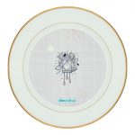 طبق زينة للطعام باطار داخلي ذهبي بتصميم بيت العصفور