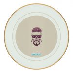 طبق زينة للطعام باطار داخلي ذهبي بتصميم جمجمه انيقه