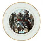 طبق زينة للطعام باطار داخلي ذهبي بتصميم حرب بحريه أساسنز كريد