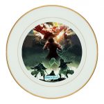 طبق زينة للطعام باطار داخلي ذهبي بتصميم حرب عملاقان هجوم العمالقة