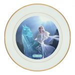 طبق زينة للطعام باطار داخلي ذهبي بتصميم حصان إلسا الثلجي ملكة الثلج