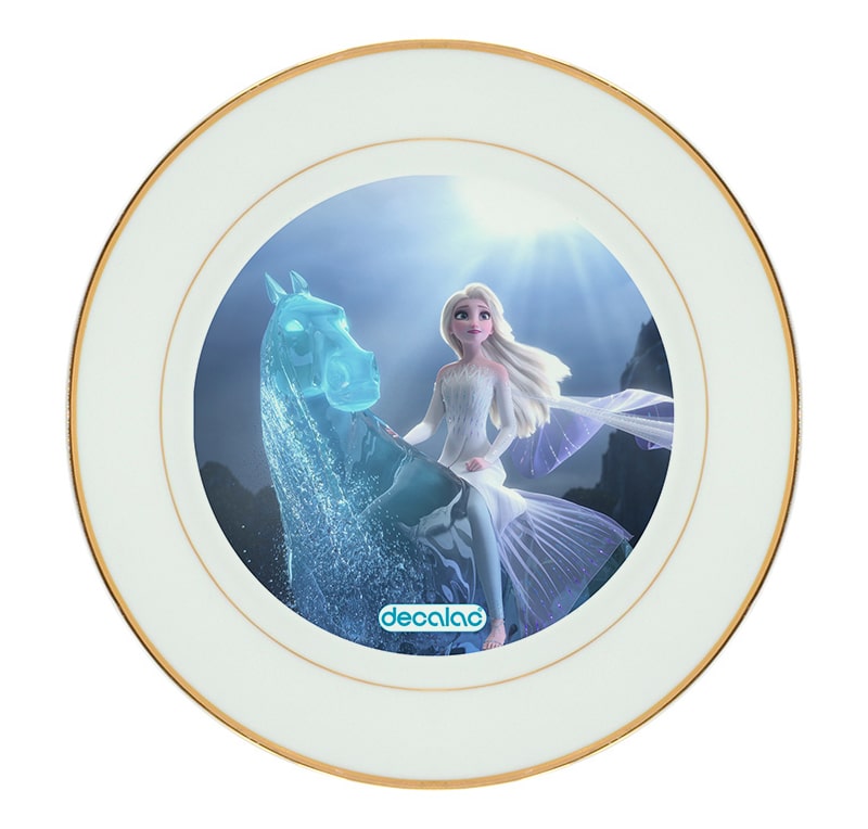 طبق زينة للطعام باطار داخلي ذهبي بتصميم حصان إلسا الثلجي ملكة الثلج طبق زينة للطعام باطار داخلي ذهبي بتصميم حصان إلسا الثلجي ملكة الثلج