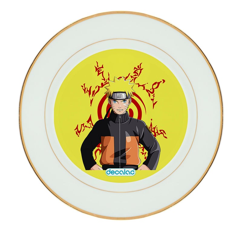 طبق زينة للطعام باطار داخلي ذهبي بتصميم ختم ناروتو طبق زينة للطعام باطار داخلي ذهبي بتصميم ختم ناروتو