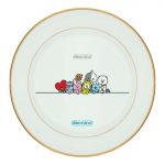 طبق زينة للطعام باطار داخلي ذهبي بتصميم خط السعادة شخصيات BT21