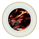 طبق زينة للطعام باطار داخلي ذهبي بتصميم رقصة الهينوكامي غاكورا