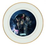 طبق زينة للطعام باطار داخلي ذهبي بتصميم ريزدنت ايفل 2 جميع الشخصيات