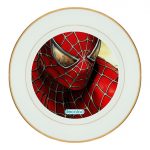 طبق زينة للطعام باطار داخلي ذهبي بتصميم سبايدر مان